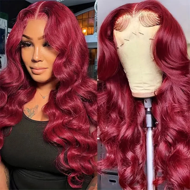 Burgundy Long Curly 13x4 Swiss Lace