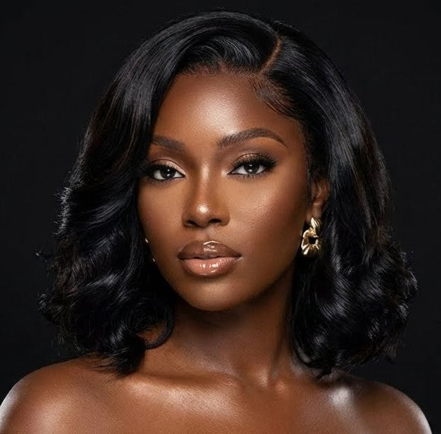 Thick Body Wave Bob Wigs Human Hair 13x4 HD Lace Frontal Wigs Natural Black