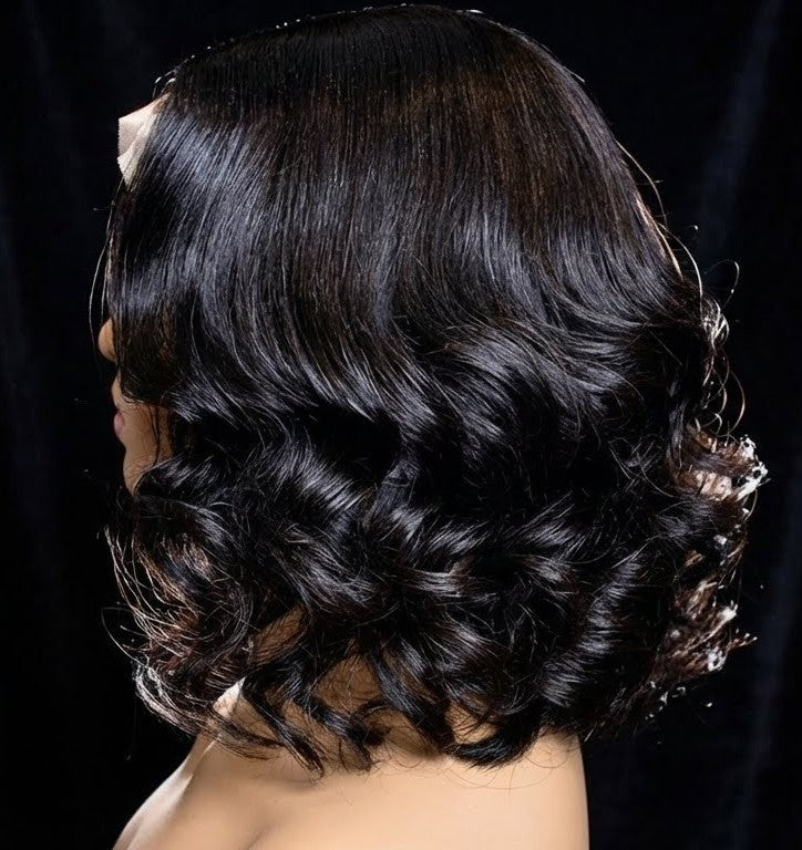 Thick Body Wave Bob Wigs Human Hair 13x4 HD Lace Frontal Wigs Natural Black