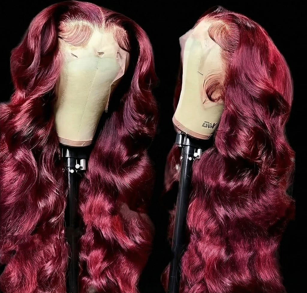 Burgundy Long Curly 13x4 Swiss Lace