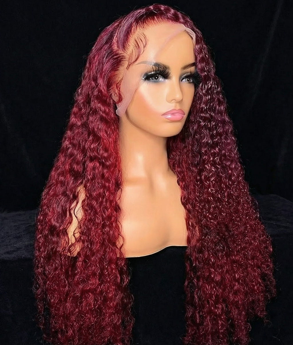 13x4 HD Lace Curly Burgundy Hair
