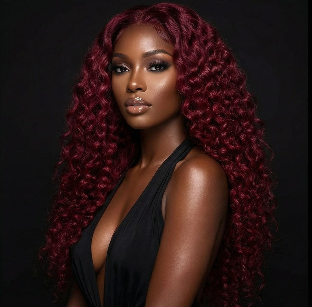 13x4 HD Lace Curly Burgundy Hair