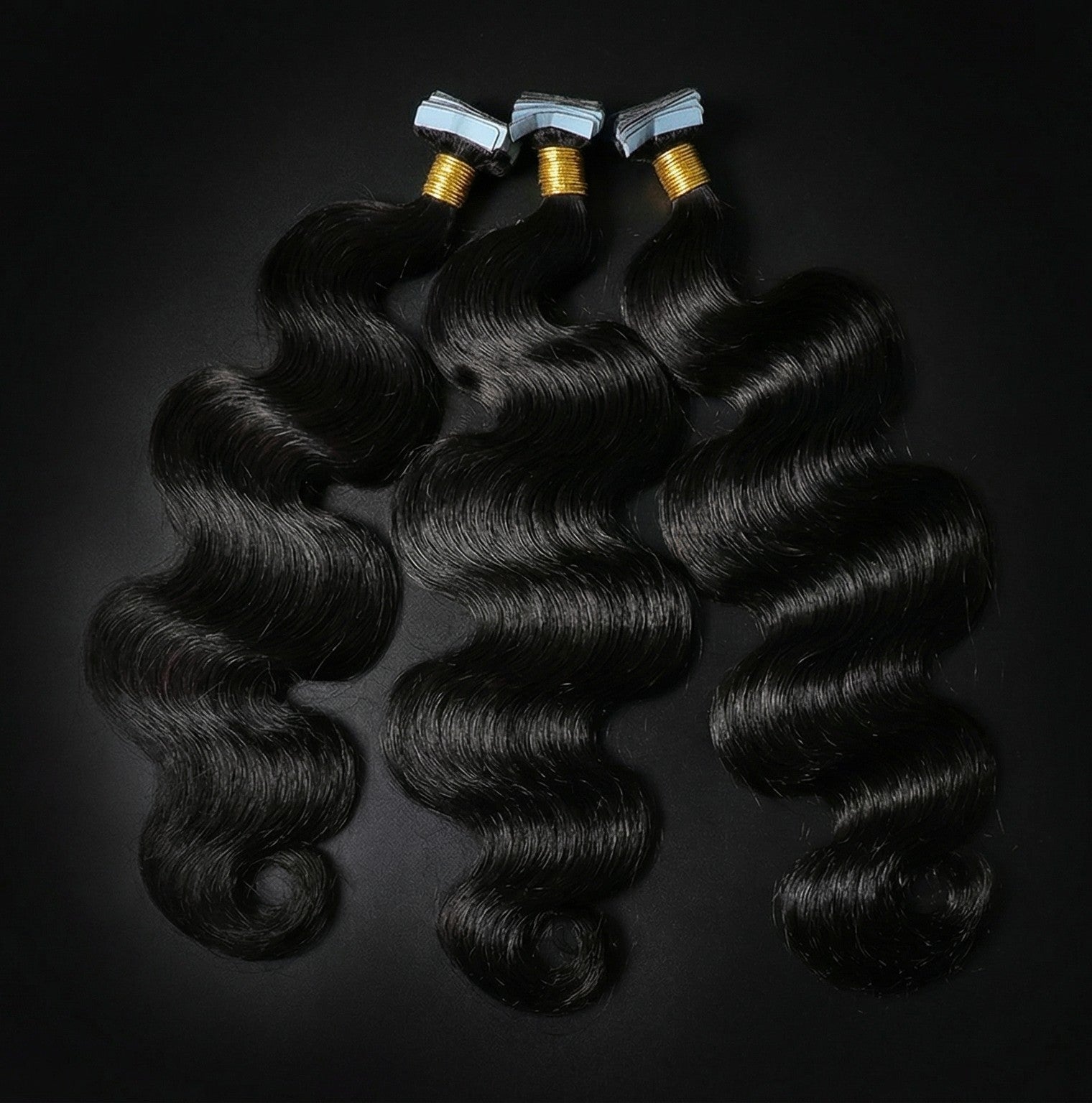 Premium #1B Natural Black Body Wave Tape-In Hair Extensions | 100% Human Hair